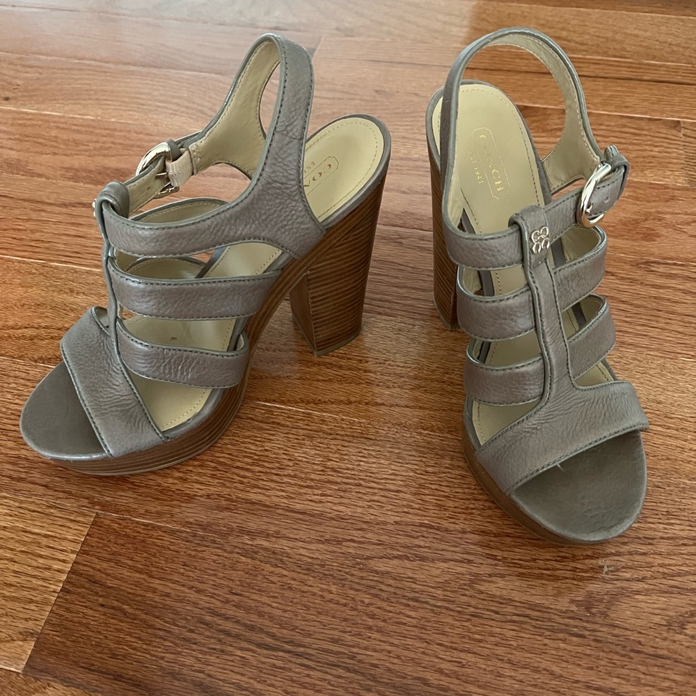 Coach sandals, taupe 8.5